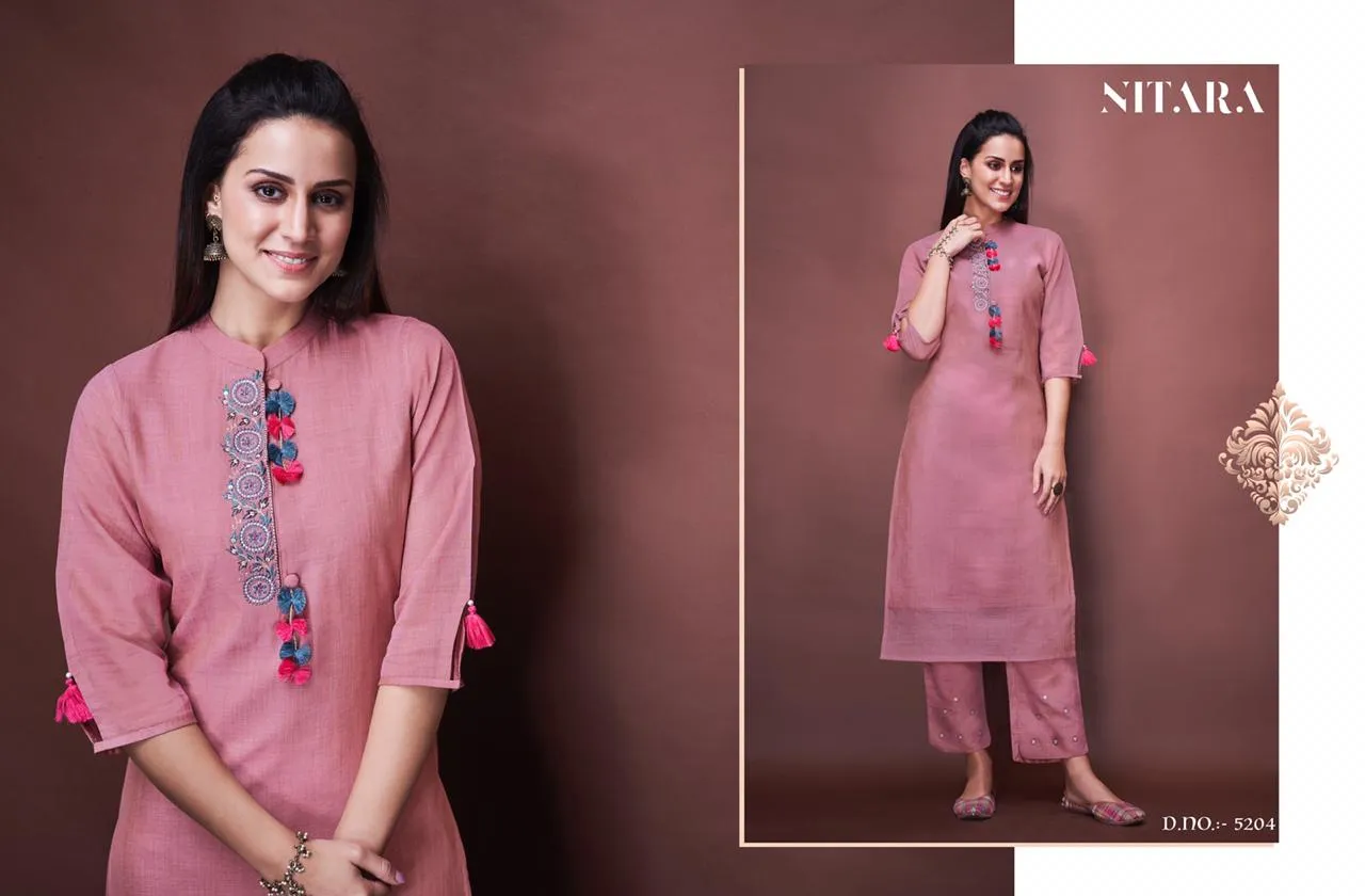 Nitara Presents Angelica Pure Cotton Casual Wear Kurtis And Pants
