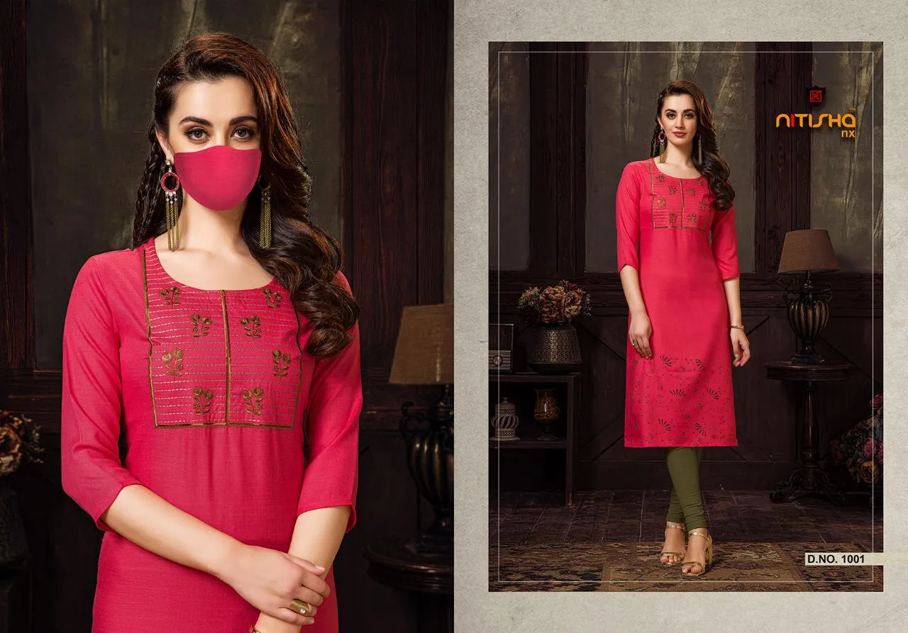 Nitisha Nx Presents Chingari Cotton Casual Wear Kurtis Collection