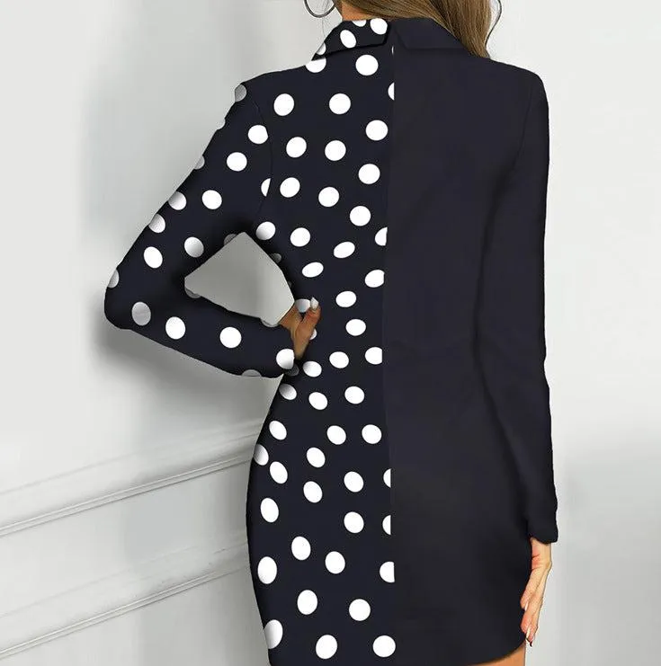 Nukty Fall Outfits Aesthetic New Slim Fit Contrast Color Button Professional Dress