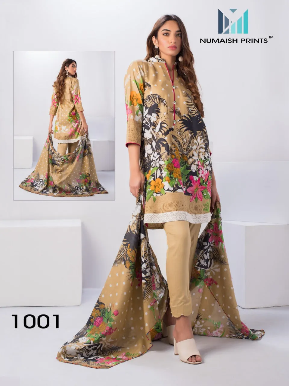 Numaisha Prints Mishaal Lawn Cotton Casual Wear Salwar Suits Collection