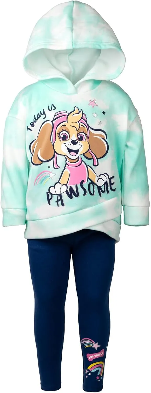 Paw Patrol Everest Skye Girls Pullover Crossover Fleece Hoodie and Leggings Outfit Set Toddler to Little Kid