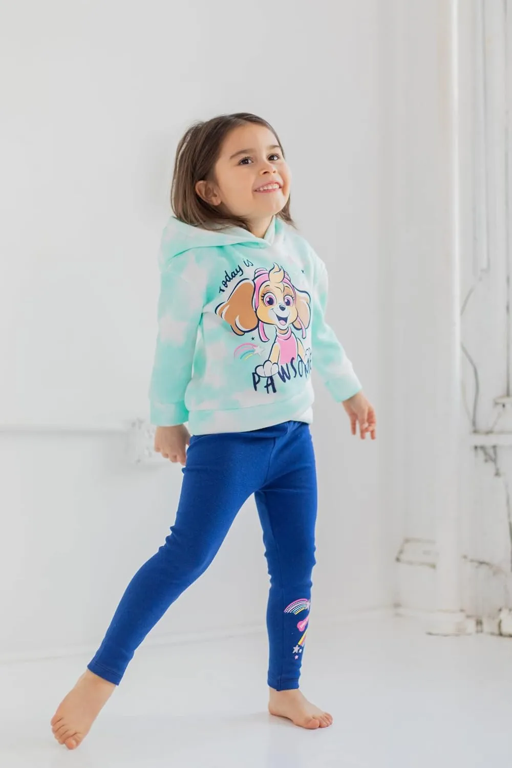 Paw Patrol Everest Skye Girls Pullover Crossover Fleece Hoodie and Leggings Outfit Set Toddler to Little Kid
