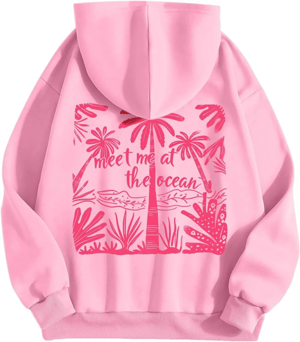 Pink Puff Hoodies Sweatshirt For Women Oversized Fall Graphic Long Sleeve Hoodies Casual Y2K Pullover With Pockets