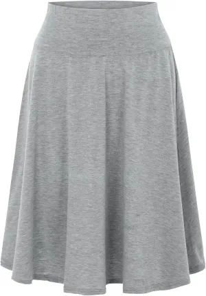 Plus Size Skirt for Summer Ladies High Elastic Waist Loose Pleated Solid Color Midi Skirts for Women Trendy Clothes