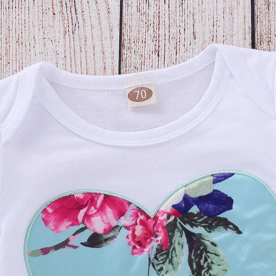 Pretty Floral Bodysuit and Pants and Headband Set