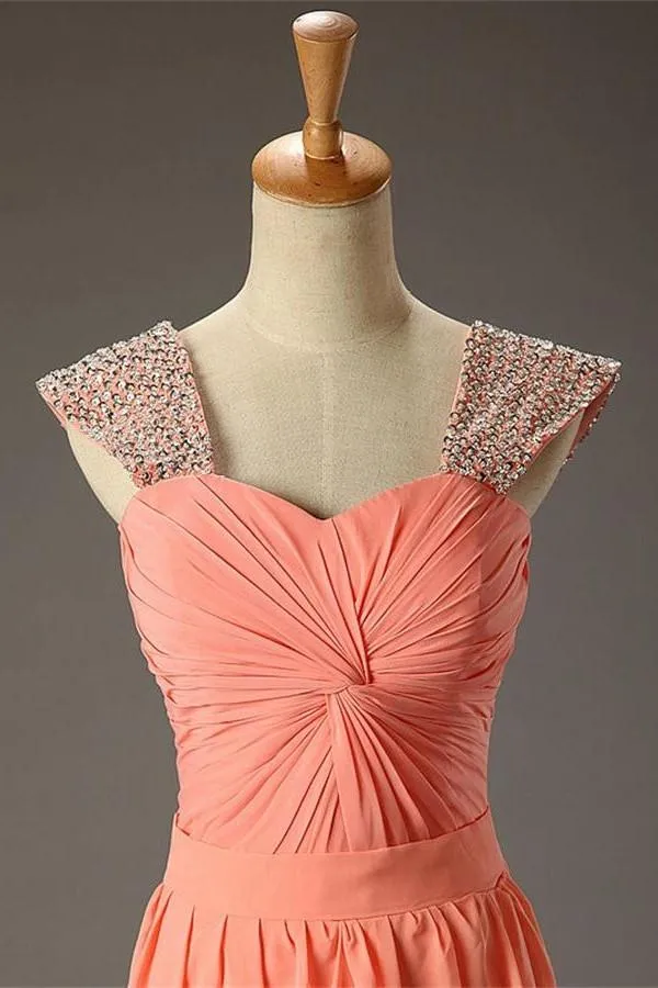 Pretty Long Chiffon Beading Handmade Classy Prom Dresses PFP1183