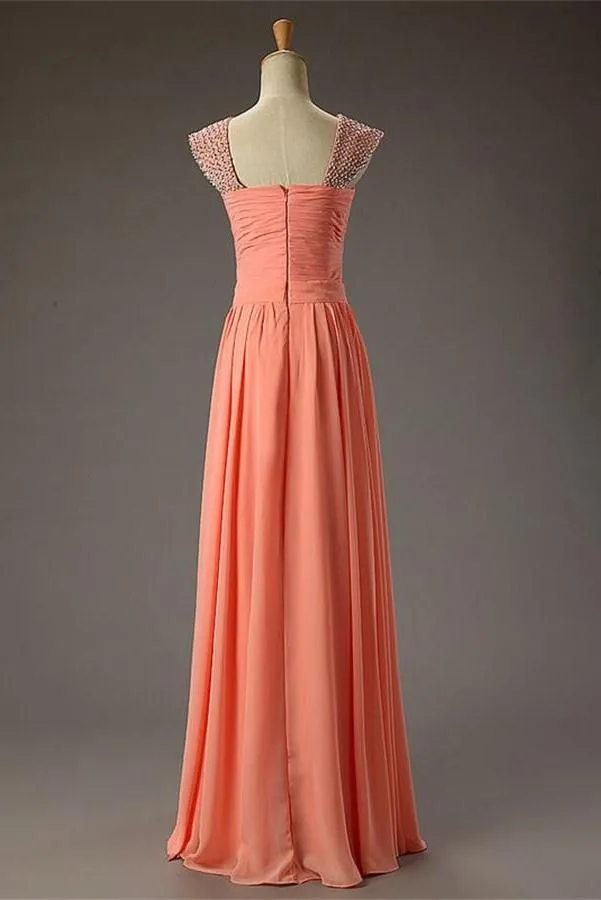 Pretty Long Chiffon Beading Handmade Classy Prom Dresses PFP1183