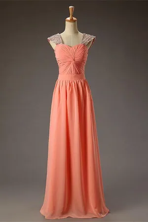 Pretty Long Chiffon Beading Handmade Classy Prom Dresses PFP1183