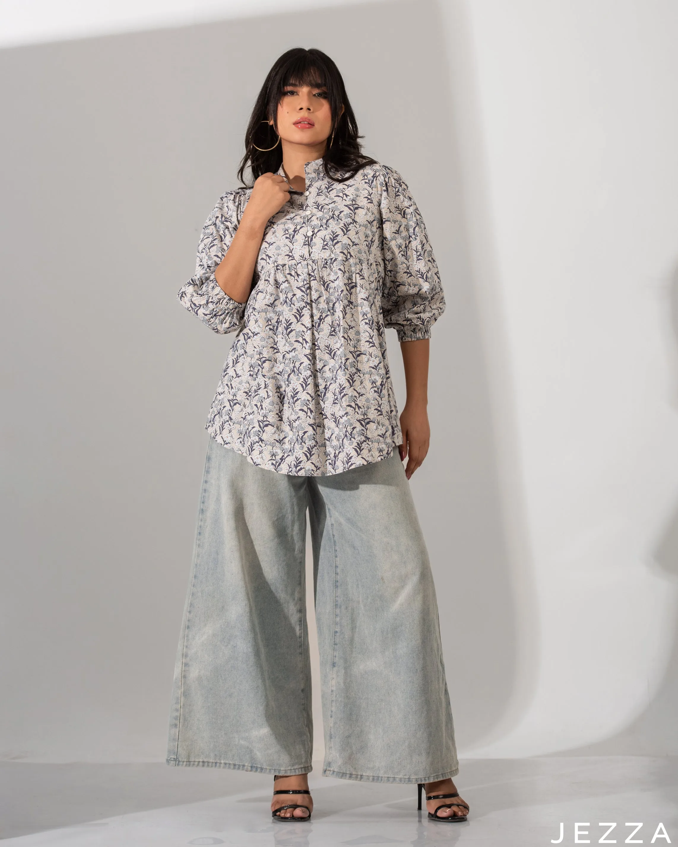 Printed Cotton Below Hip Top 59181