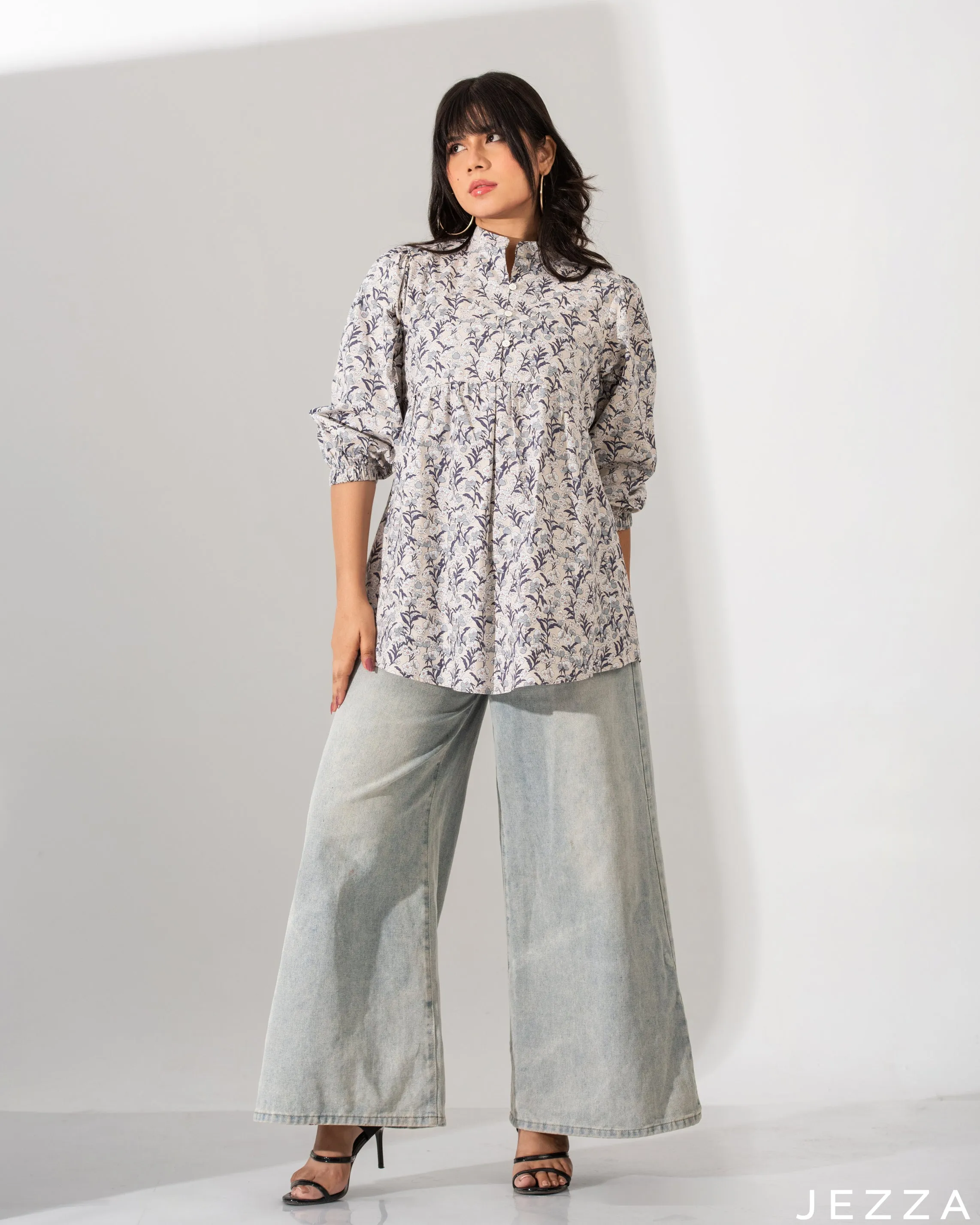 Printed Cotton Below Hip Top 59181