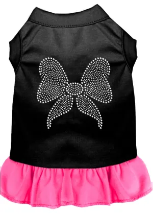 Rhinestone Bow Dress Black With Bright Pink Sm