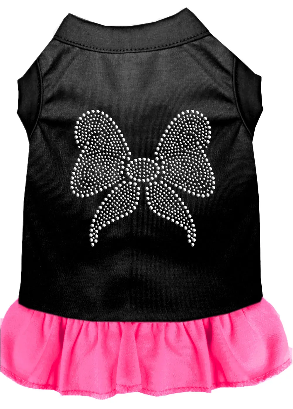 Rhinestone Bow Dress Black With Bright Pink Sm