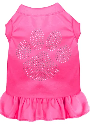 Rhinestone Clear Paw Dress Bright Pink Xs