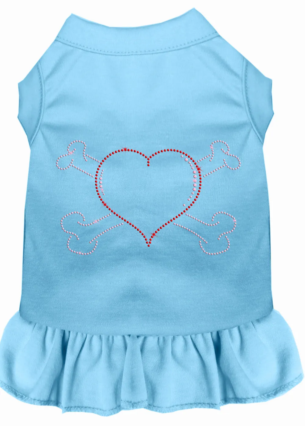 Rhinestone Heart And Crossbones Dress Baby Blue Sm