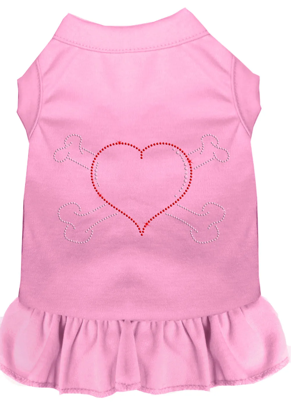 Rhinestone Heart And Crossbones Dress Light Pink Lg