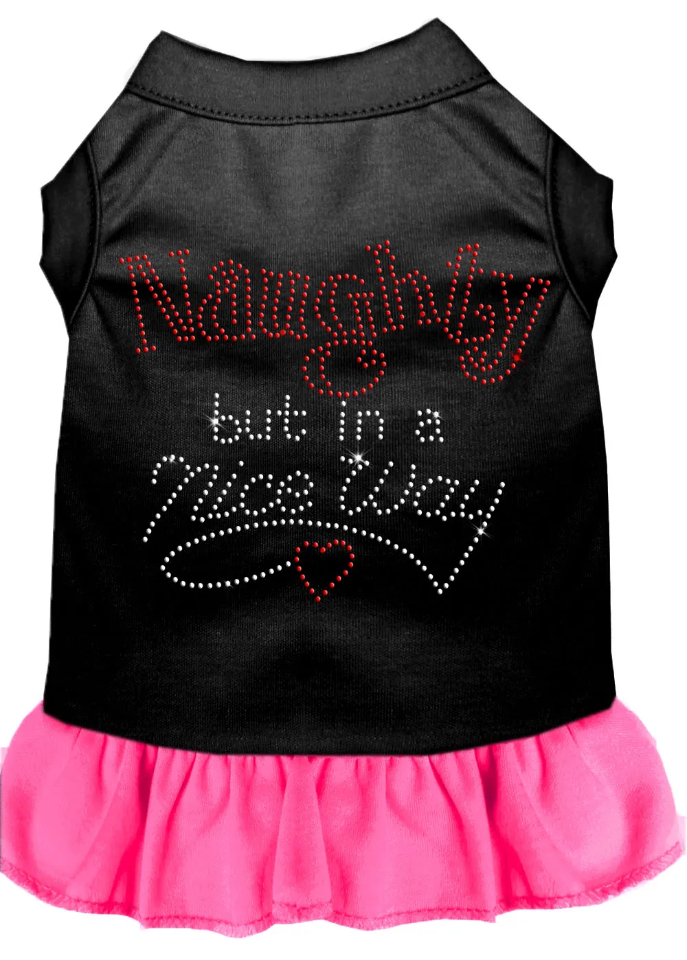 Rhinestone Naughty But In A Nice Way Dress Black With Bright Pink Xs