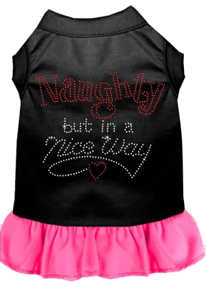 Rhinestone Naughty But In A Nice Way Dress Black With Bright Pink Xs