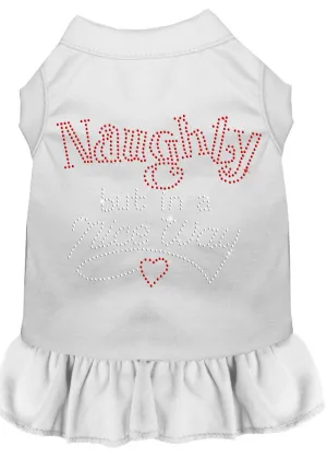 Rhinestone Naughty But In A Nice Way Dress White Xxl