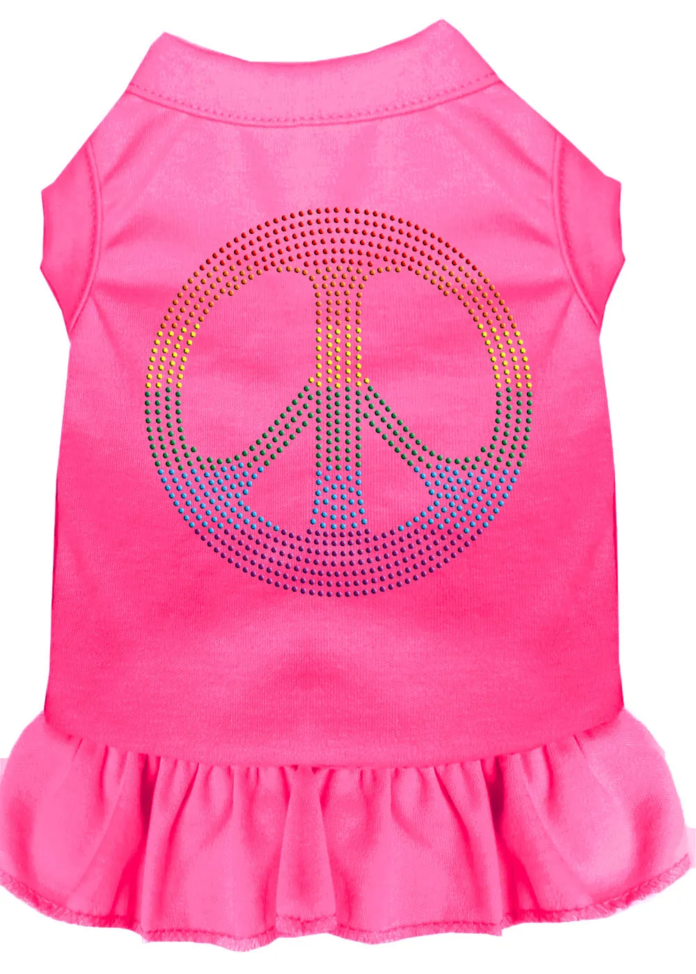 Rhinestone Rainbow Peace Dress Bright Pink Xl
