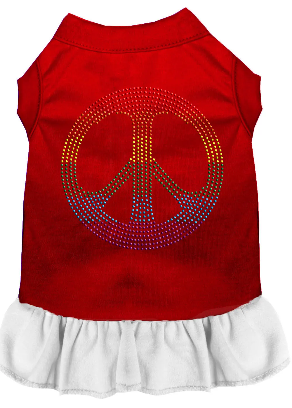 Rhinestone Rainbow Peace Dress Red With White Xl