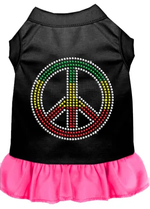 Rhinestone Rasta Peace Dress Black With Bright Pink Xxl