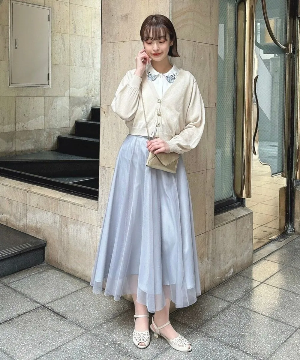 Rose Painted Button Sheer Knit Cardigan