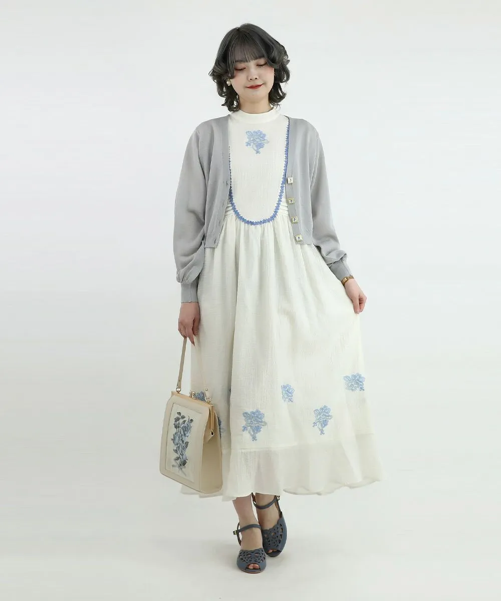 Rose Painted Button Sheer Knit Cardigan