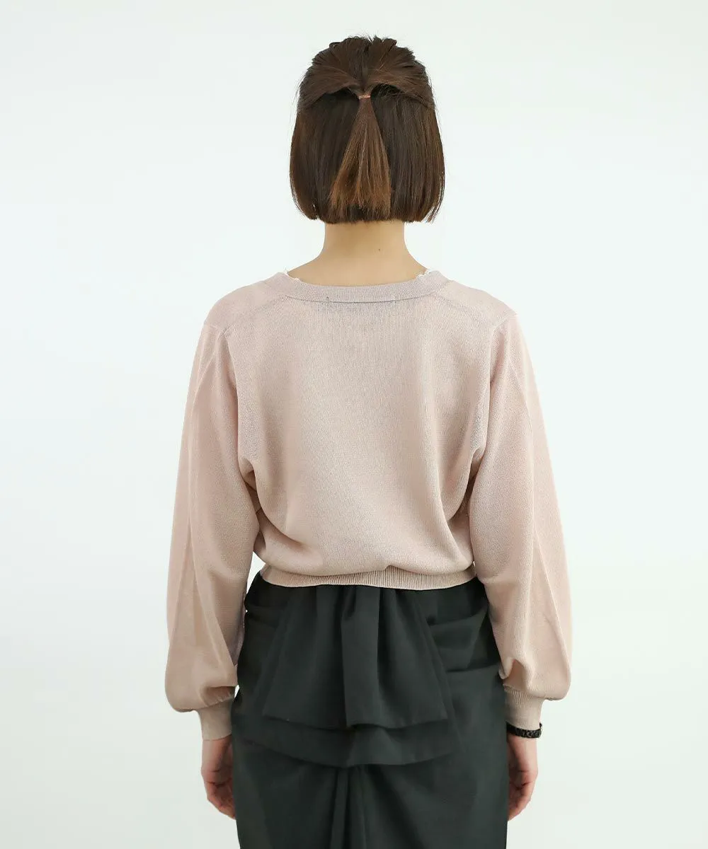 Rose Painted Button Sheer Knit Cardigan