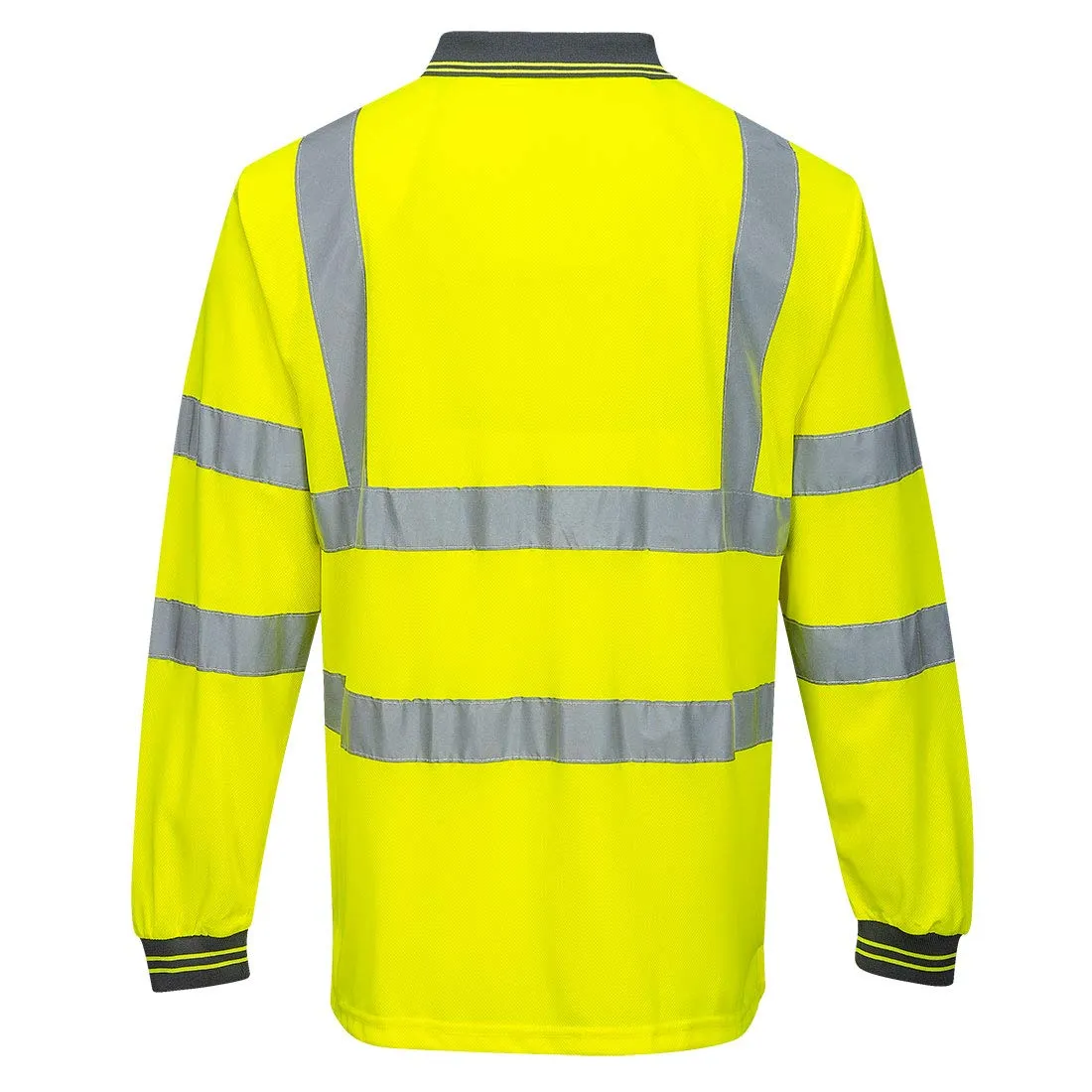 S277 Comfortable Reflective Hi Vis Polo Shirt L/S Yellow, 4X-Large