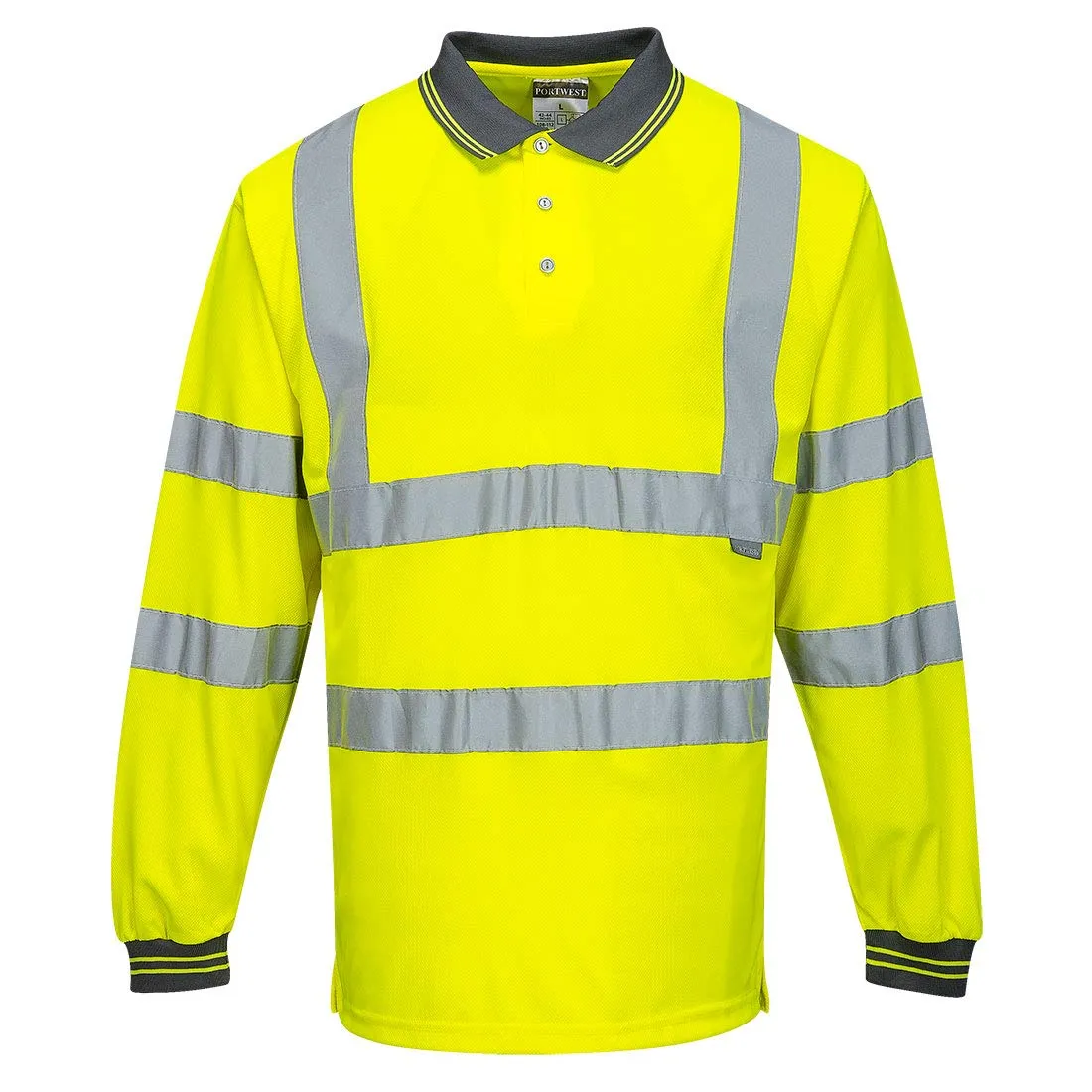 S277 Comfortable Reflective Hi Vis Polo Shirt L/S Yellow, 4X-Large