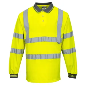 S277 Comfortable Reflective Hi Vis Polo Shirt L/S Yellow, 4X-Large