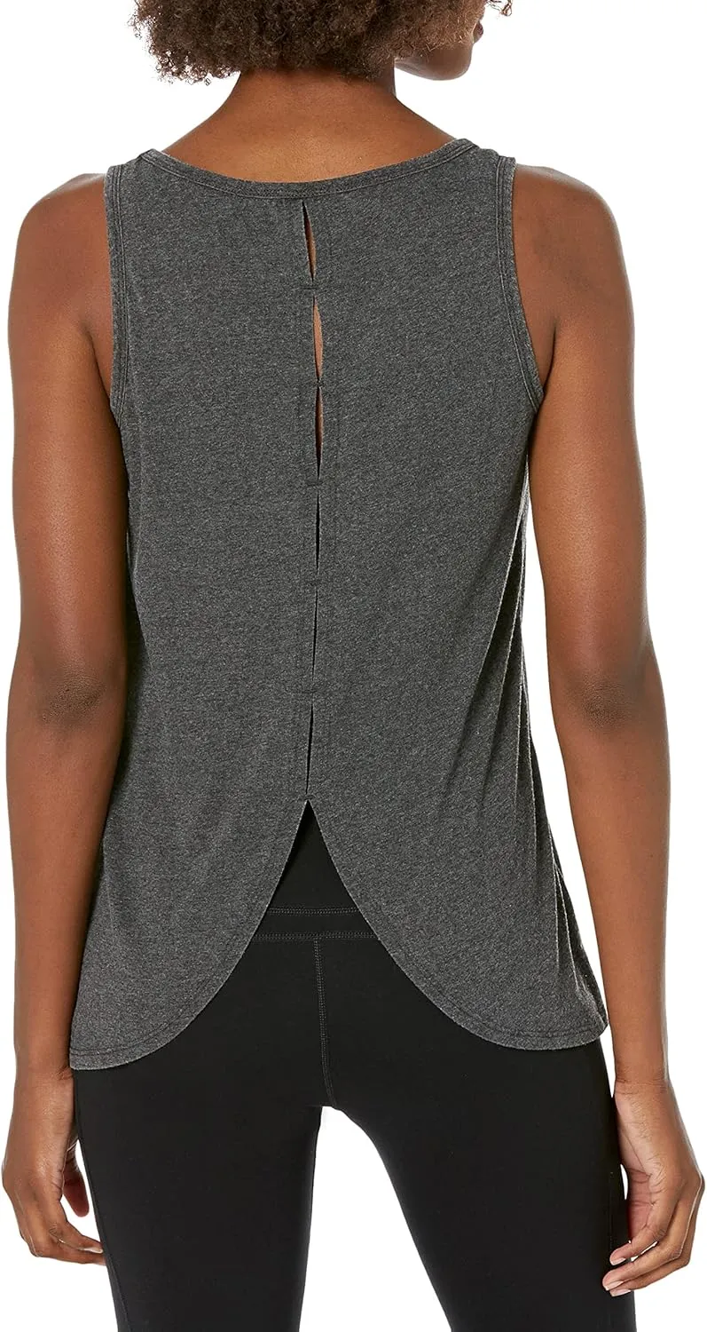 Sage Collective Women's Sleeveless Acid Wash Round Neck Stretch Athletic Yoga Tank Top