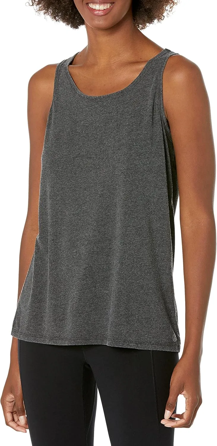 Sage Collective Women's Sleeveless Acid Wash Round Neck Stretch Athletic Yoga Tank Top