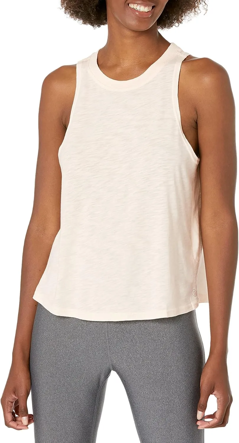 Sage Collective Women's Sleeveless Round Neck Zigzag Embroidery Stretch Athletic Yoga Tank Top