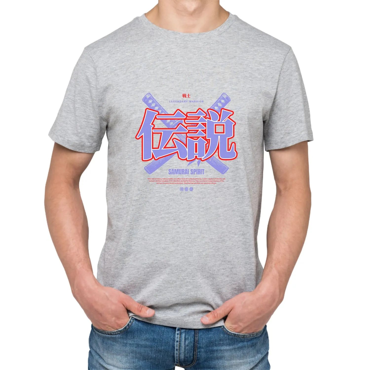 Samurai spirit Mens cotton printed T-shirt