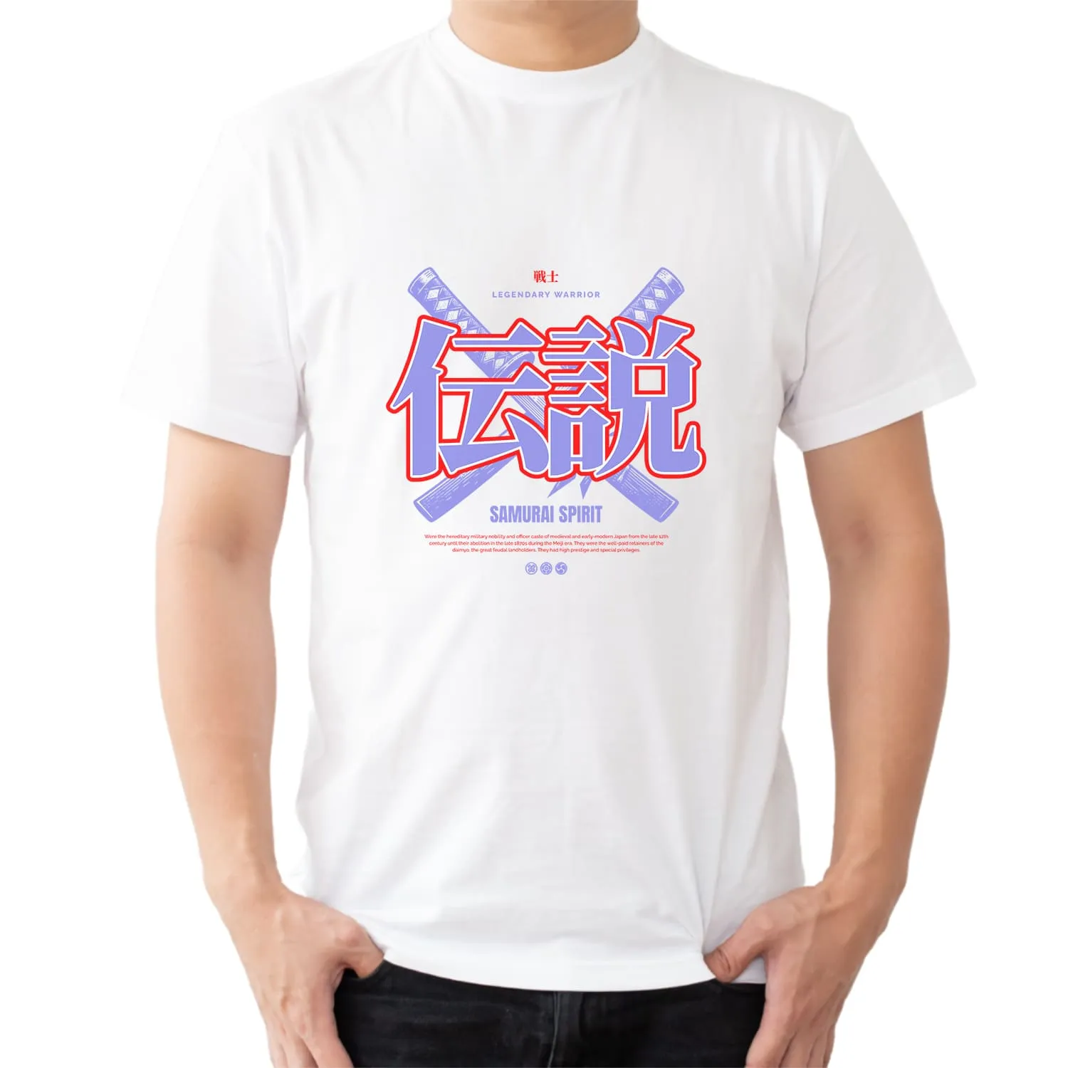 Samurai spirit Mens cotton printed T-shirt