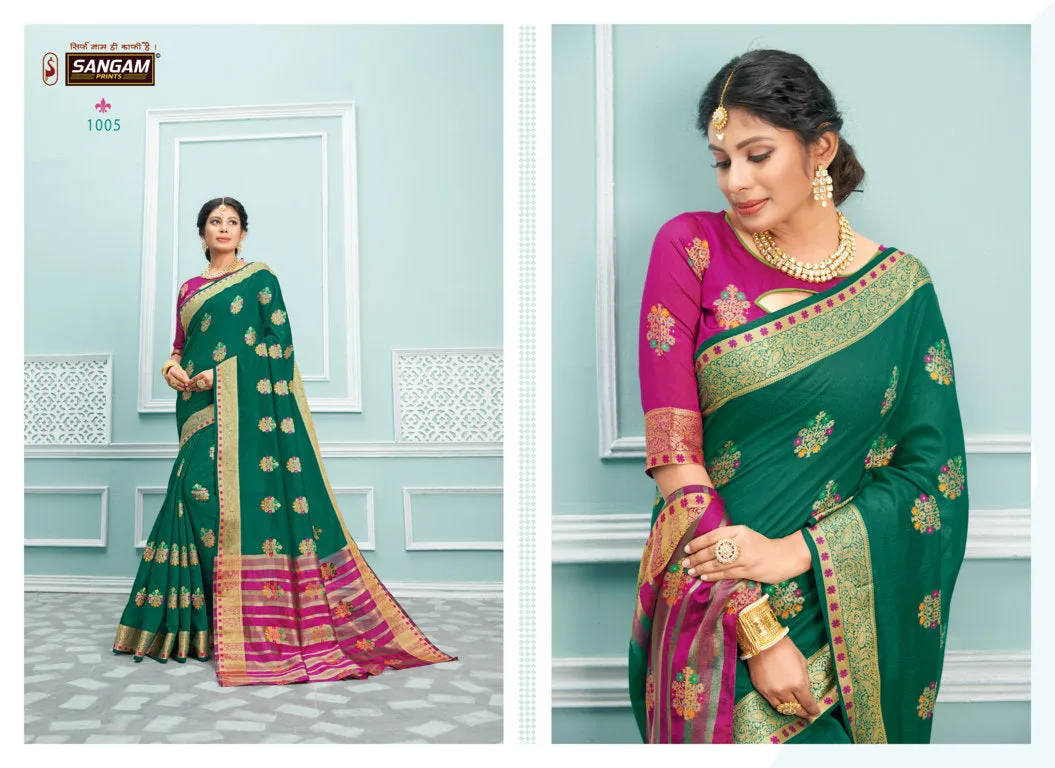 Sangam Prints Presents Palak Cotton Printed Casual Wear Sarees