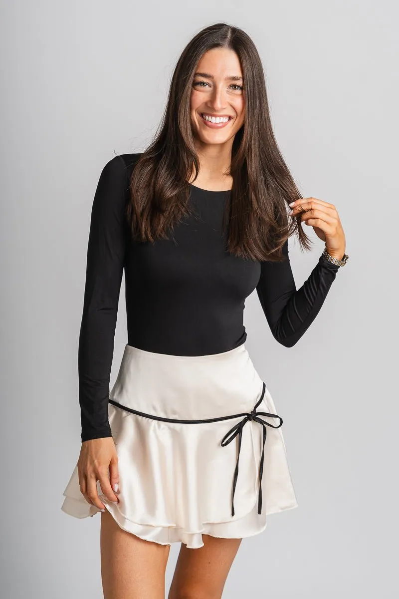 Satin bow mini skirt ivory