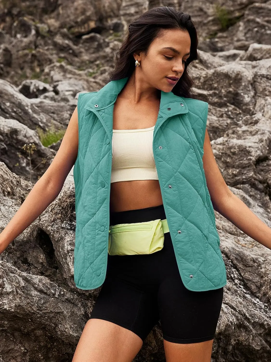 SENSERISE Womens Puffer Vest Quilted Vests Oversized Lightweight Outerwear Padded Jacket Winter Fall Outfits
