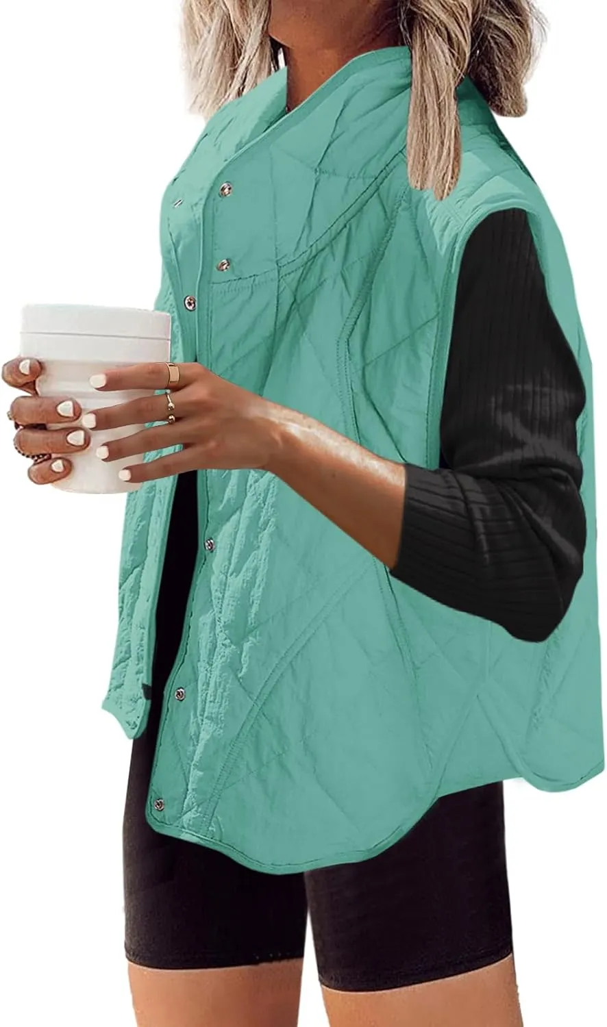 SENSERISE Womens Puffer Vest Quilted Vests Oversized Lightweight Outerwear Padded Jacket Winter Fall Outfits