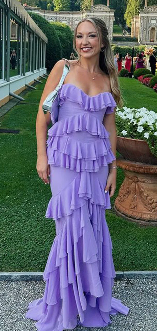 Sexy Purple Strapless  Sweetheart Mermaid Long Prom Dress to Impress,WGP1723