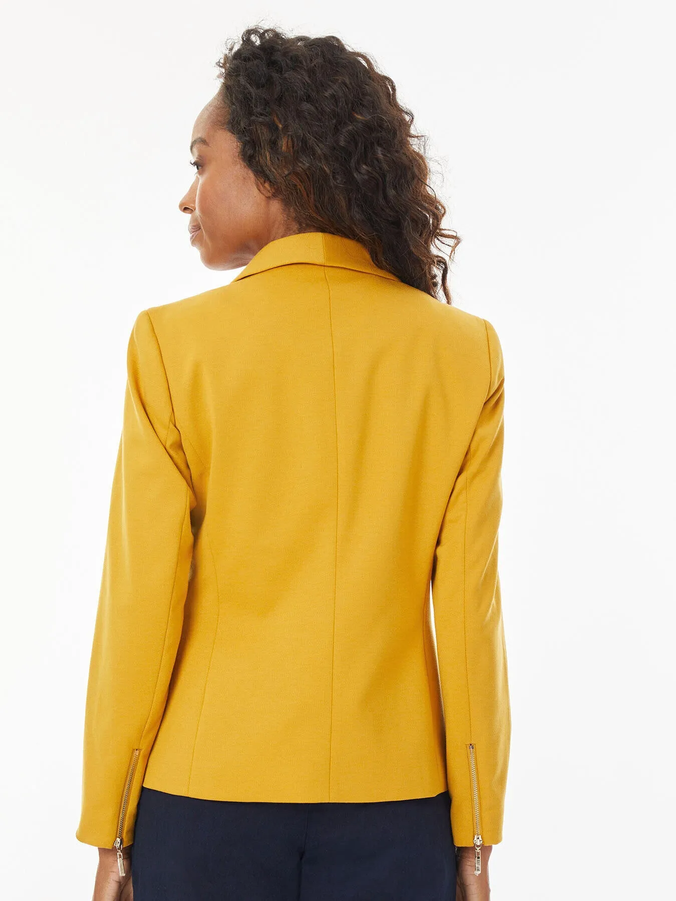 Shawl Collar Zipper Sleeve Detail Ponte Blazer