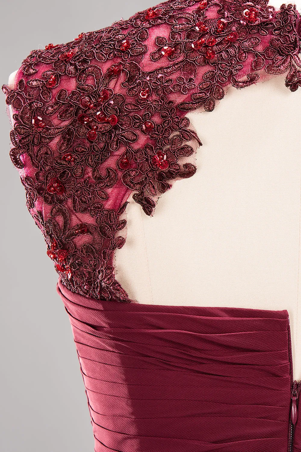 Short A-line Chiffon Jewel Appliques Lace Bridesmaid Dresses with Ruffles