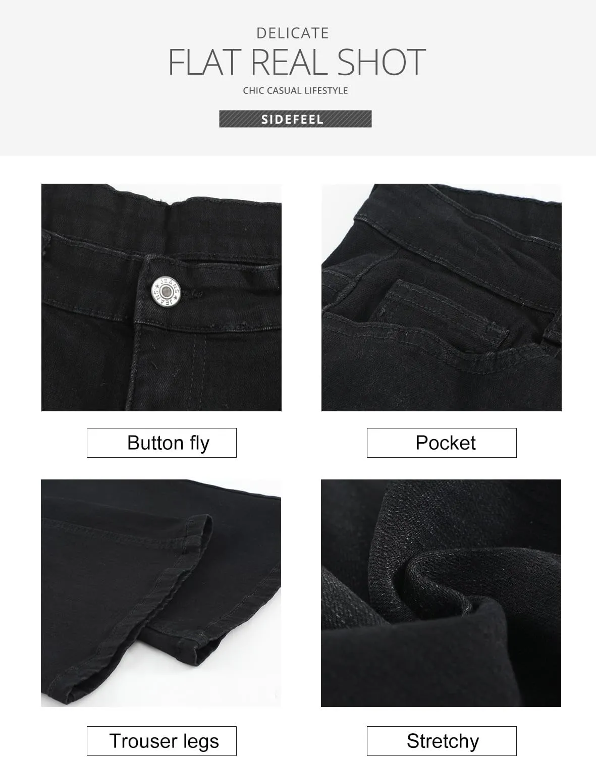 Sidefeel Women's High Waisted Bell Bottom Bootcut Jeans Flared Wide Leg Denim Pants