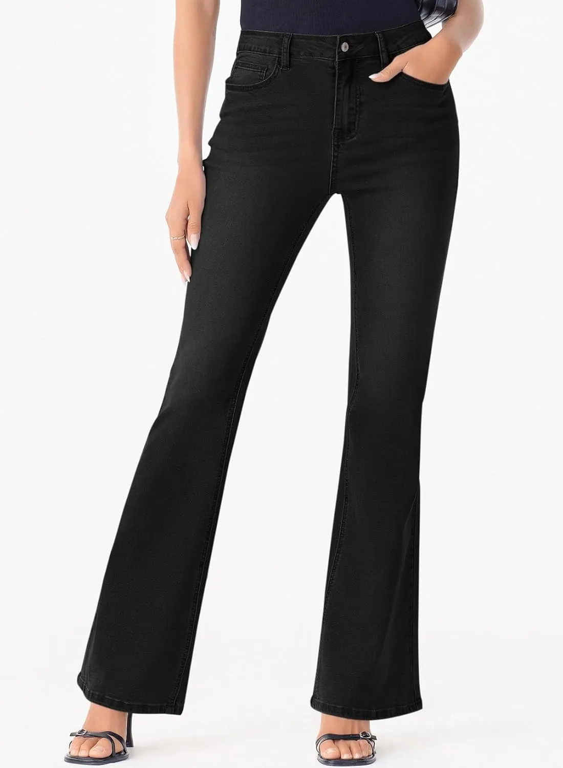 Sidefeel Women's High Waisted Bell Bottom Bootcut Jeans Flared Wide Leg Denim Pants