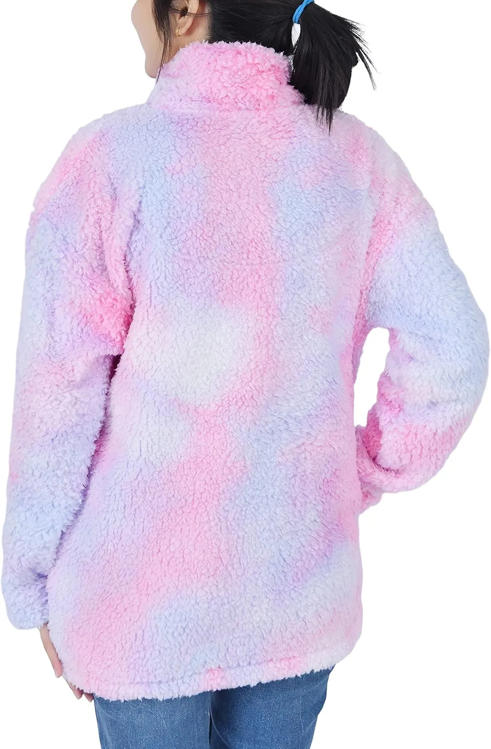 Sleepdown Womens Sweatshirt Long Sleeve Fuzzy Sherpa Fleece Zip Up Sweatshirts for Women Fluffy Pullover Tops with Pockets