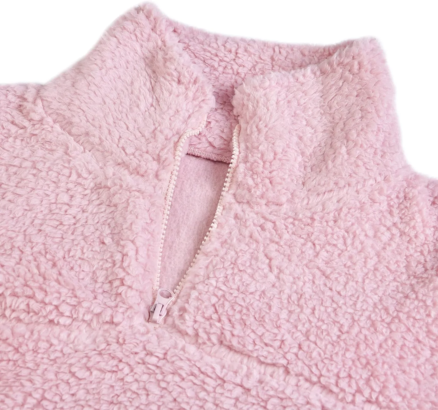 Sleepdown Womens Sweatshirt Long Sleeve Fuzzy Sherpa Fleece Zip Up Sweatshirts for Women Fluffy Pullover Tops with Pockets