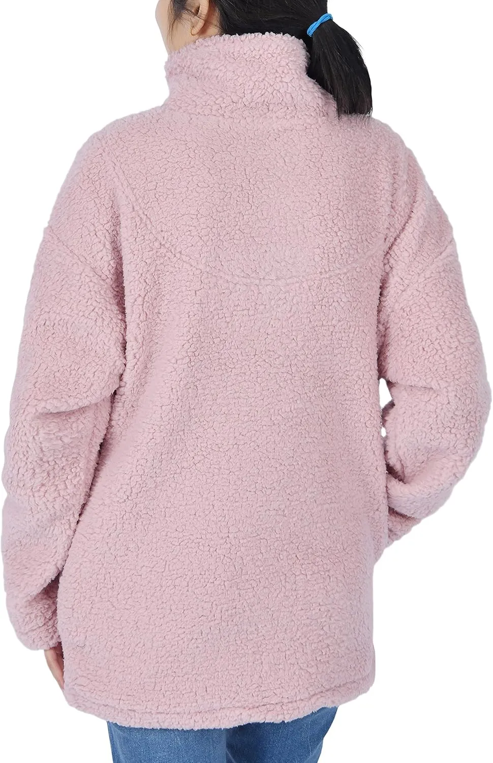Sleepdown Womens Sweatshirt Long Sleeve Fuzzy Sherpa Fleece Zip Up Sweatshirts for Women Fluffy Pullover Tops with Pockets