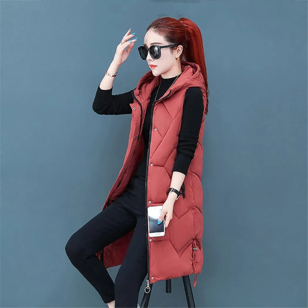 Spring Autumn Women Vest Cotton Waistcoat Plus Size Long Slim Padded Student Coat