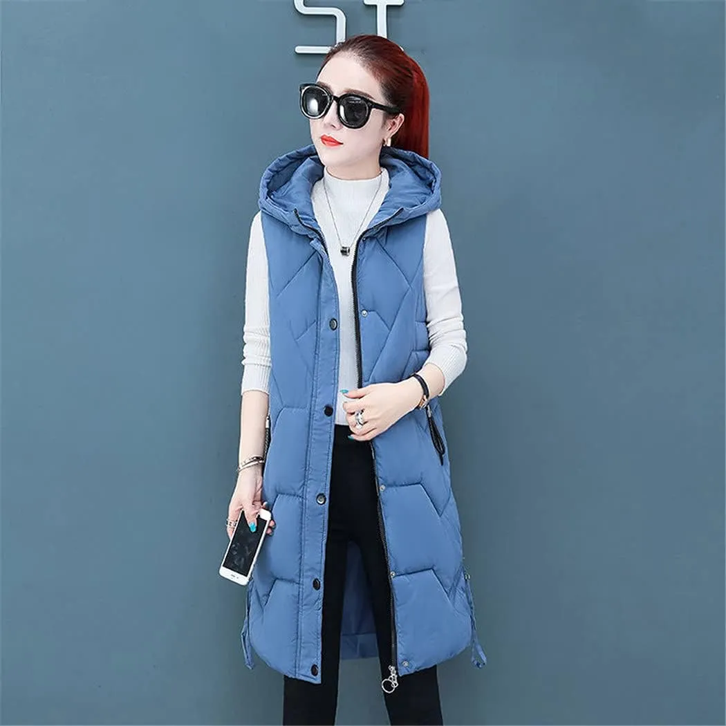 Spring Autumn Women Vest Cotton Waistcoat Plus Size Long Slim Padded Student Coat